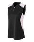 A4 Womens Sleeveless Henley w/ Stretch Mesh Contrast
